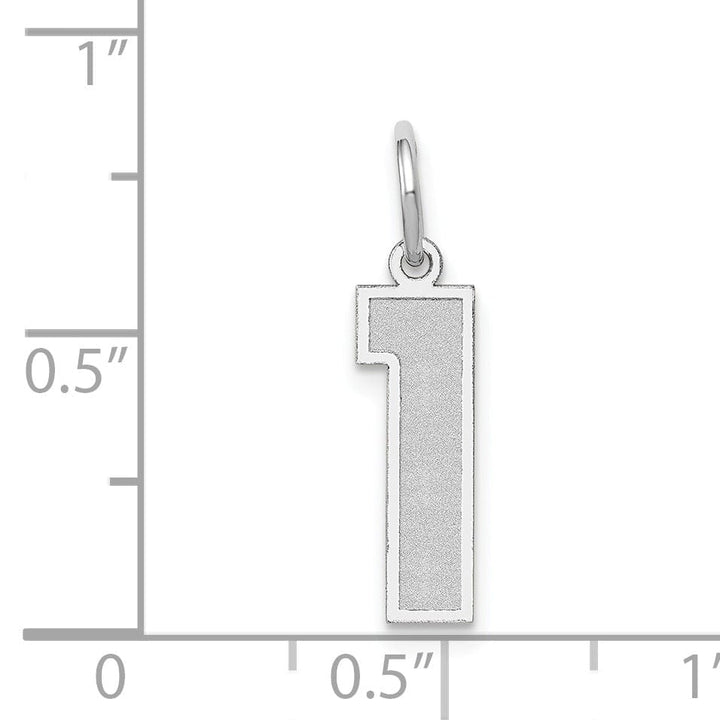 Lovely Rita's Pendants & Charms 14k White Gold Satin Brush Finish Medium Size Number 1 Charm Pendant