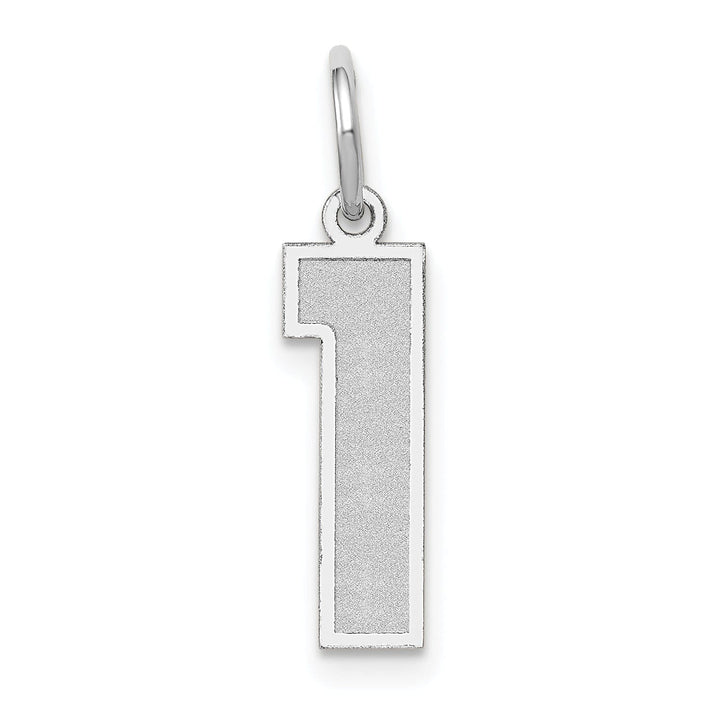 Lovely Rita's Pendants & Charms 14k White Gold Satin Brush Finish Medium Size Number 1 Charm Pendant