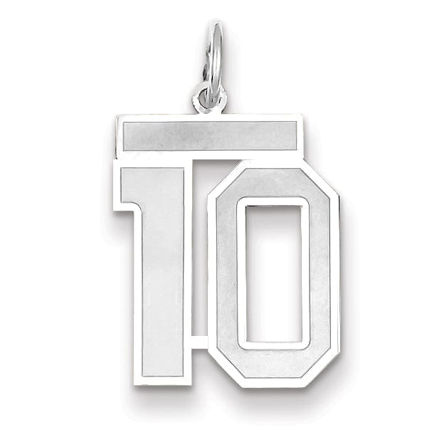 Lovely Rita's Pendants & Charms 14k White Gold Satin Brush Finish Medium Size Number 10 Charm Pendant