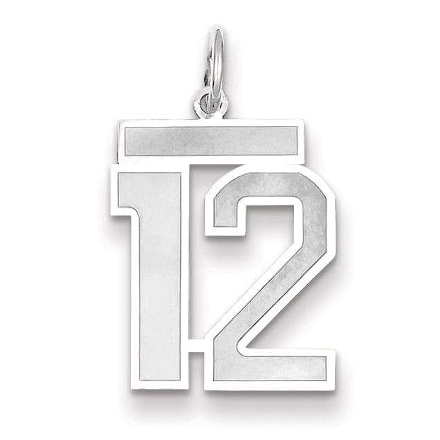 Lovely Rita's Pendants & Charms 14k White Gold Satin Brush Finish Medium Size Number 12 Charm Pendant