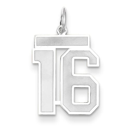 Lovely Rita's Pendants & Charms 14k White Gold Satin Brush Finish Medium Size Number 16 Charm Pendant