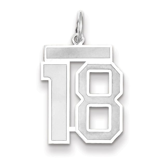 Lovely Rita's Pendants & Charms 14k White Gold Satin Brush Finish Medium Size Number 18 Charm Pendant
