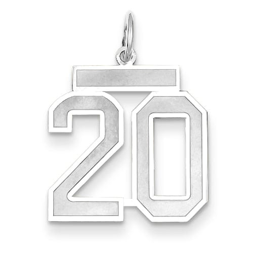 Lovely Rita's Pendants & Charms 14k White Gold Satin Brush Finish Medium Size Number 20 Charm Pendant