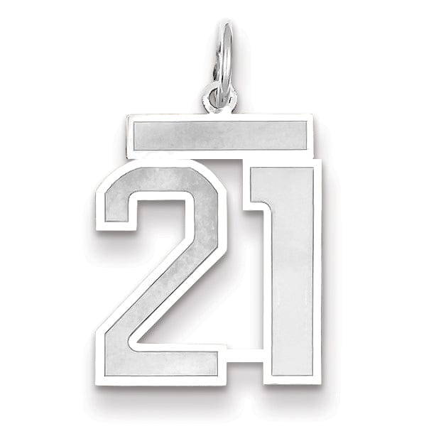 Lovely Rita's Pendants & Charms 14k White Gold Satin Brush Finish Medium Size Number 21 Charm Pendant