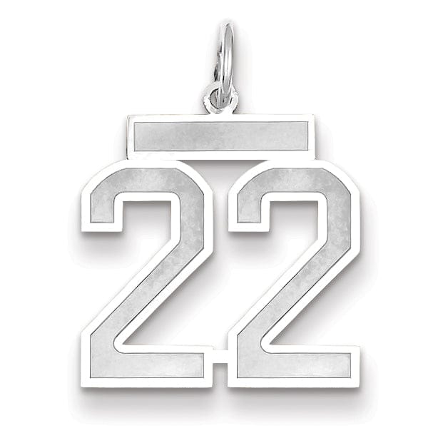 Lovely Rita's Pendants & Charms 14k White Gold Satin Brush Finish Medium Size Number 22 Charm Pendant