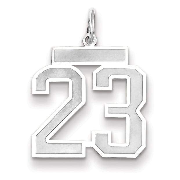 Lovely Rita's Pendants & Charms 14k White Gold Satin Brush Finish Medium Size Number 23 Charm Pendant