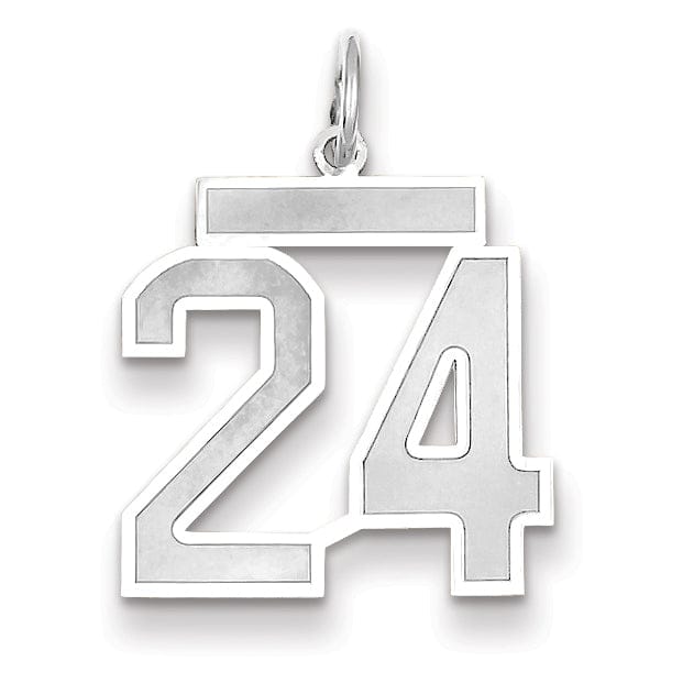 Lovely Rita's Pendants & Charms 14k White Gold Satin Brush Finish Medium Size Number 24 Charm Pendant