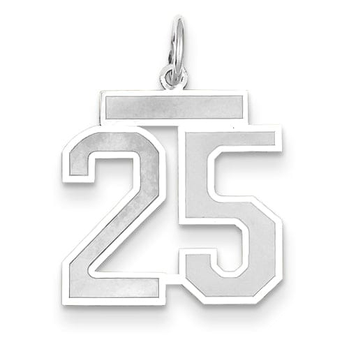 Lovely Rita's Pendants & Charms 14k White Gold Satin Brush Finish Medium Size Number 25 Charm Pendant
