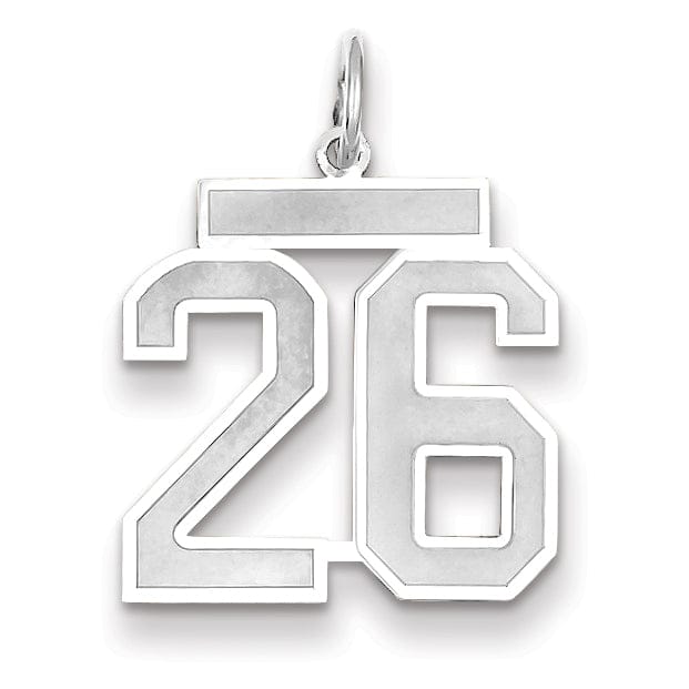 Lovely Rita's Pendants & Charms 14k White Gold Satin Brush Finish Medium Size Number 26 Charm Pendant