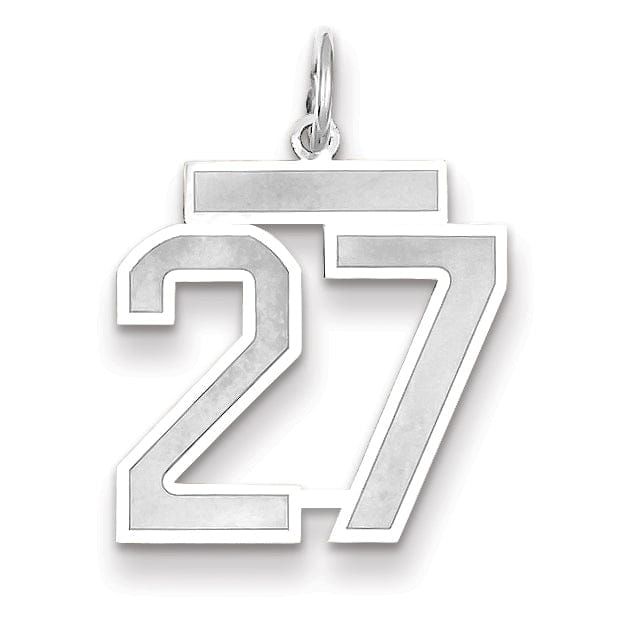 Lovely Rita's Pendants & Charms 14k White Gold Satin Brush Finish Medium Size Number 27 Charm Pendant