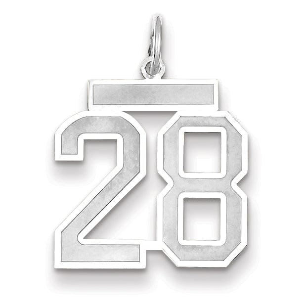 Lovely Rita's Pendants & Charms 14k White Gold Satin Brush Finish Medium Size Number 28 Charm Pendant