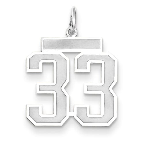 Lovely Rita's Pendants & Charms 14k White Gold Satin Brush Finish Medium Size Number 33 Charm Pendant