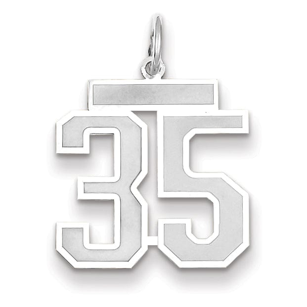 Lovely Rita's Pendants & Charms 14k White Gold Satin Brush Finish Medium Size Number 35 Charm Pendant