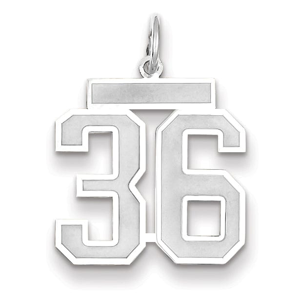 Lovely Rita's Pendants & Charms 14k White Gold Satin Brush Finish Medium Size Number 36 Charm Pendant