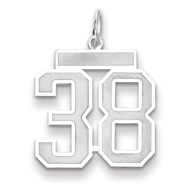 Lovely Rita's Pendants & Charms 14k White Gold Satin Brush Finish Medium Size Number 38 Charm Pendant