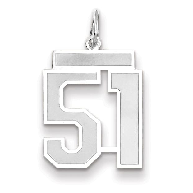Lovely Rita's Pendants & Charms 14k White Gold Satin Brush Finish Medium Size Number 51 Charm Pendant