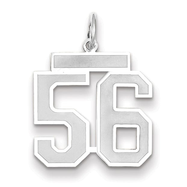 Lovely Rita's Pendants & Charms 14k White Gold Satin Brush Finish Medium Size Number 56 Charm Pendant