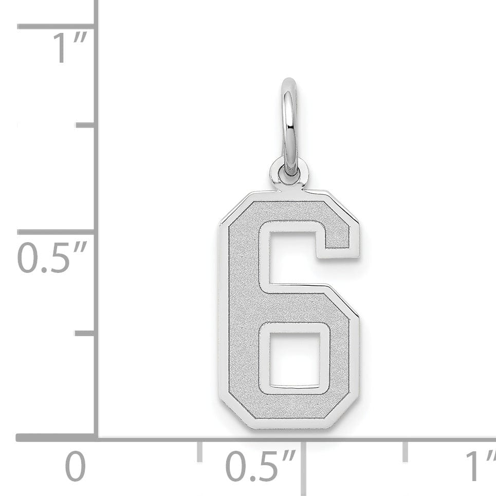 Lovely Rita's Pendants & Charms 14k White Gold Satin Brush Finish Medium Size Number 6 Charm Pendant