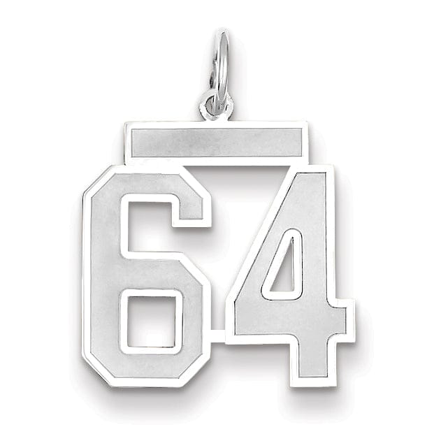 Lovely Rita's Pendants & Charms 14k White Gold Satin Brush Finish Medium Size Number 64 Charm Pendant