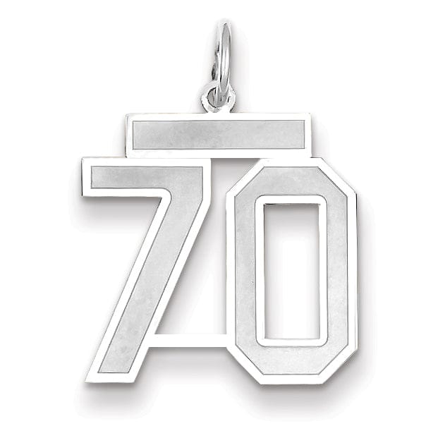 Lovely Rita's Pendants & Charms 14k White Gold Satin Brush Finish Medium Size Number 70 Charm Pendant