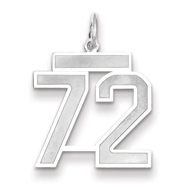 Lovely Rita's Pendants & Charms 14k White Gold Satin Brush Finish Medium Size Number 72 Charm Pendant