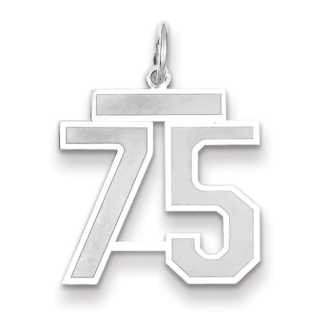 Lovely Rita's Pendants & Charms 14k White Gold Satin Brush Finish Medium Size Number 75 Charm Pendant