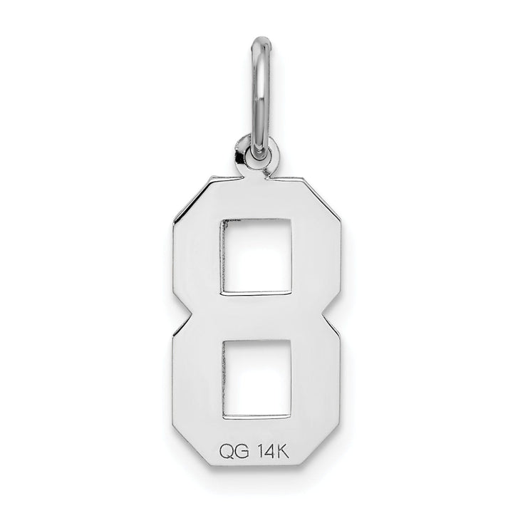 Lovely Rita's Pendants & Charms 14k White Gold Satin Brush Finish Medium Size Number 8 Charm Pendant