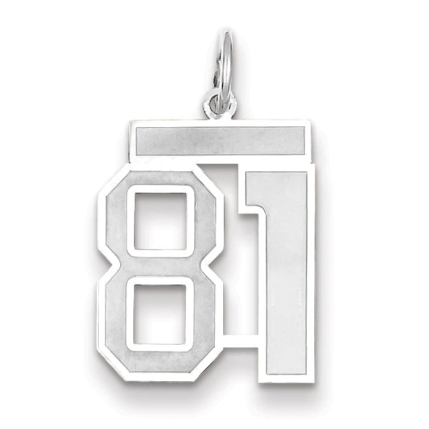 Lovely Rita's Pendants & Charms 14k White Gold Satin Brush Finish Medium Size Number 81 Charm Pendant