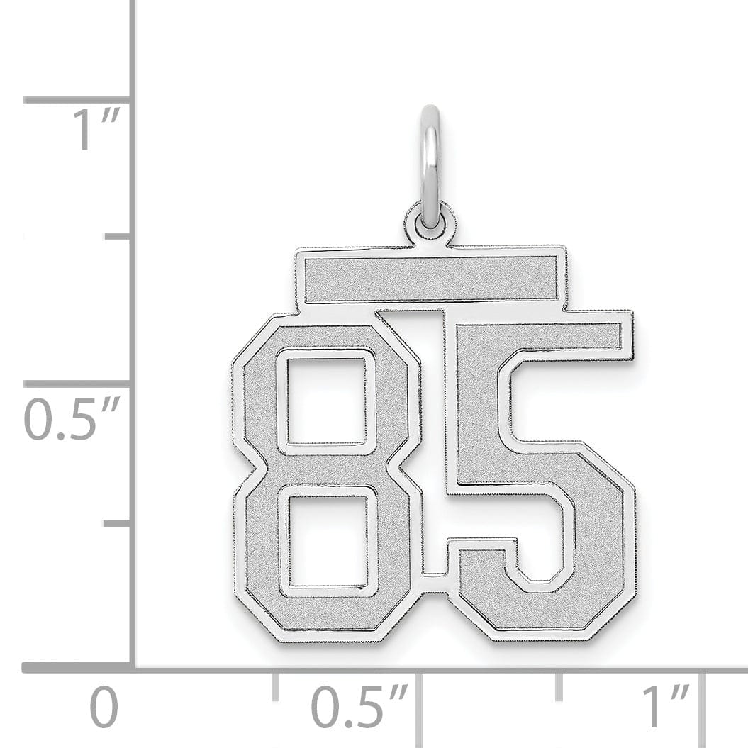 Lovely Rita's Pendants & Charms 14k White Gold Satin Brush Finish Medium Size Number 85 Charm Pendant