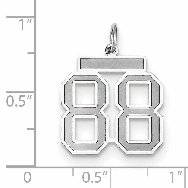 Lovely Rita's Pendants & Charms 14k White Gold Satin Brush Finish Medium Size Number 88 Charm Pendant