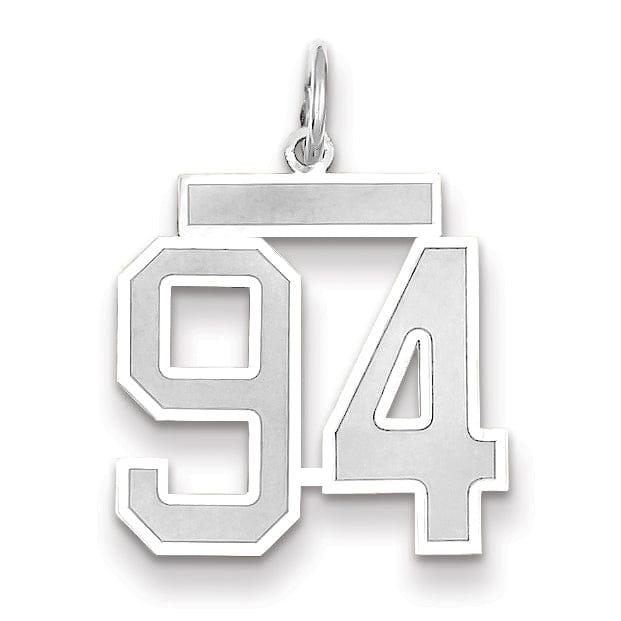 Lovely Rita's Pendants & Charms 14k White Gold Satin Brush Finish Medium Size Number 94 Charm Pendant