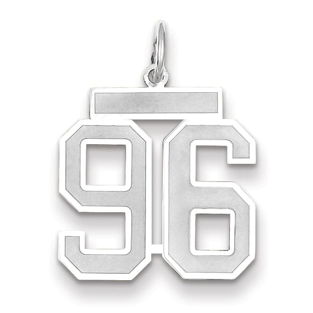 Lovely Rita's Pendants & Charms 14k White Gold Satin Brush Finish Medium Size Number 96 Charm Pendant