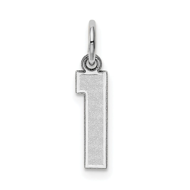 Lovely Rita's Pendants & Charms 14k White Gold Satin Brush Finish Small Size Number 1 Charm Pendant