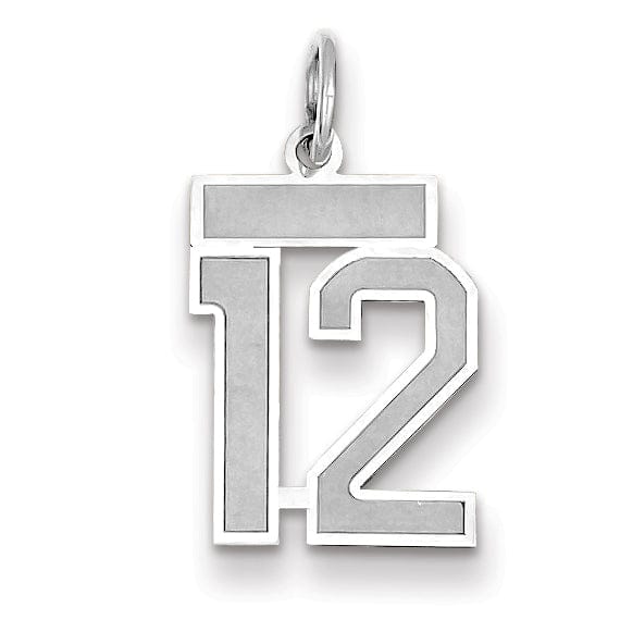 Lovely Rita's Pendants & Charms 14k White Gold Satin Brush Finish Small Size Number 12 Charm Pendant