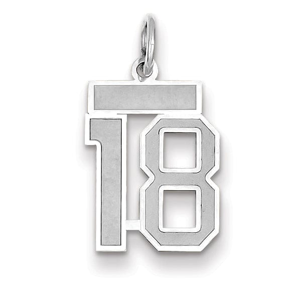Lovely Rita's Pendants & Charms 14k White Gold Satin Brush Finish Small Size Number 18 Charm Pendant