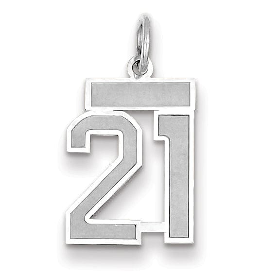 Lovely Rita's Pendants & Charms 14k White Gold Satin Brush Finish Small Size Number 21 Charm Pendant