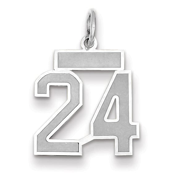 Lovely Rita's Pendants & Charms 14k White Gold Satin Brush Finish Small Size Number 24 Charm Pendant