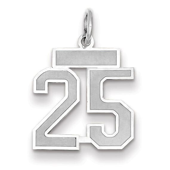 Lovely Rita's Pendants & Charms 14k White Gold Satin Brush Finish Small Size Number 25 Charm Pendant