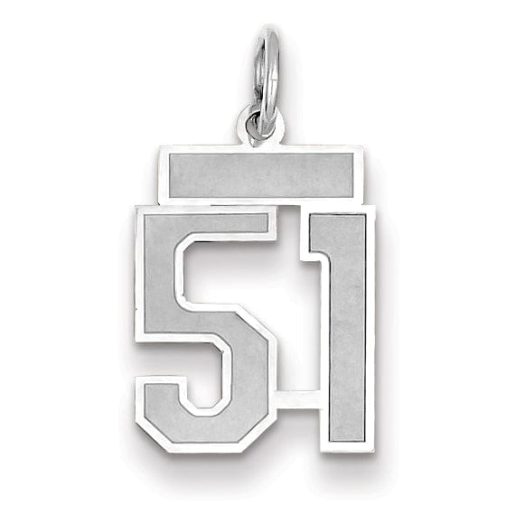 Lovely Rita's Pendants & Charms 14k White Gold Satin Brush Finish Small Size Number 51 Charm Pendant