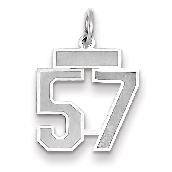 Lovely Rita's Pendants & Charms 14k White Gold Satin Brush Finish Small Size Number 57 Charm Pendant