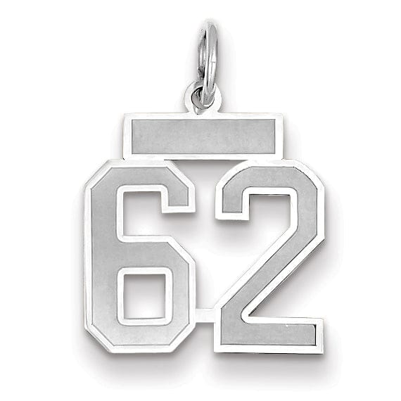 Lovely Rita's Pendants & Charms 14k White Gold Satin Brush Finish Small Size Number 62 Charm Pendant