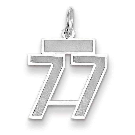 Lovely Rita's Pendants & Charms 14k White Gold Satin Brush Finish Small Size Number 77 Charm Pendant