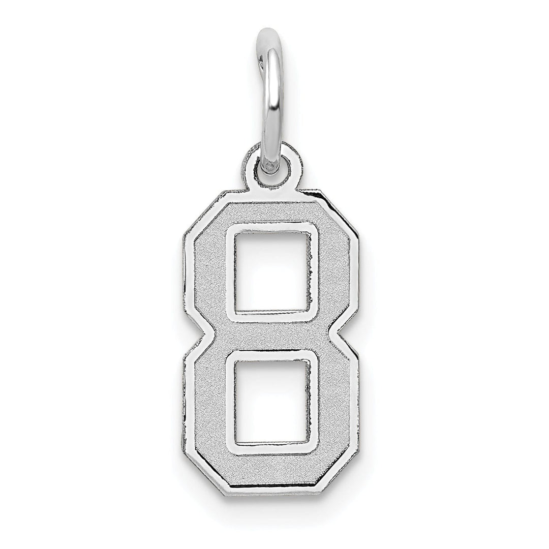 Lovely Rita's Pendants & Charms 14k White Gold Satin Brush Finish Small Size Number 8 Charm Pendant