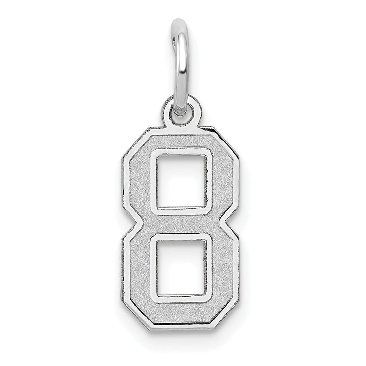 Lovely Rita's Pendants & Charms 14k White Gold Satin Brush Finish Small Size Number 8 Charm Pendant