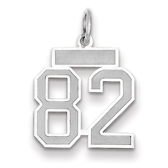 Lovely Rita's Pendants & Charms 14k White Gold Satin Brush Finish Small Size Number 82 Charm Pendant