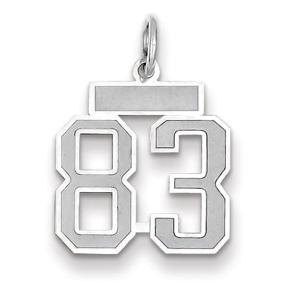 Lovely Rita's Pendants & Charms 14k White Gold Satin Brush Finish Small Size Number 83 Charm Pendant