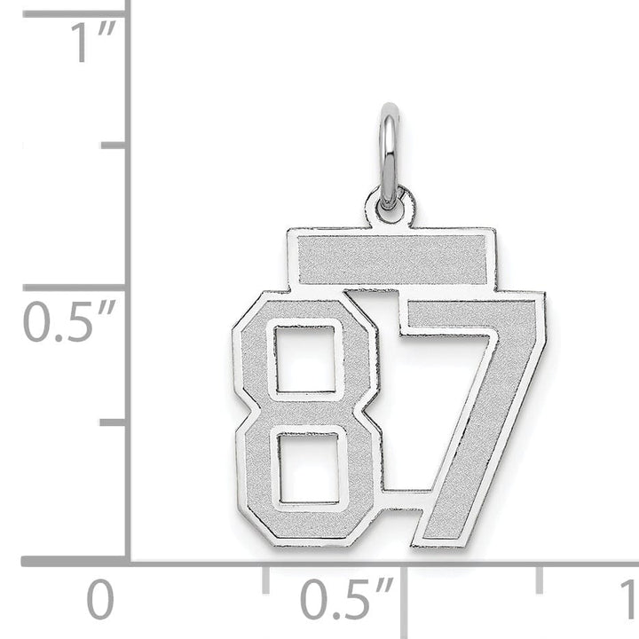 Lovely Rita's Pendants & Charms 14k White Gold Satin Brush Finish Small Size Number 87 Charm Pendant