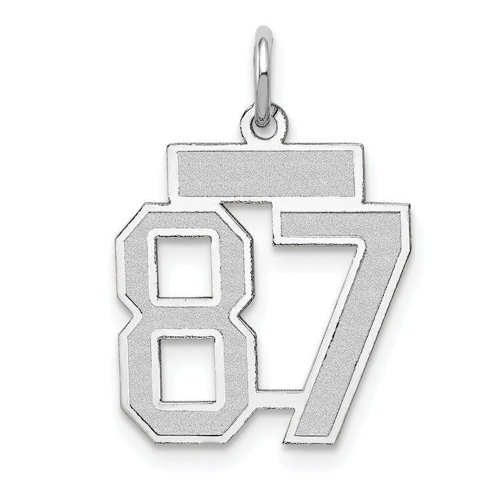 Lovely Rita's Pendants & Charms 14k White Gold Satin Brush Finish Small Size Number 87 Charm Pendant