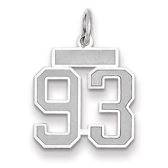 Lovely Rita's Pendants & Charms 14k White Gold Satin Brush Finish Small Size Number 93 Charm Pendant
