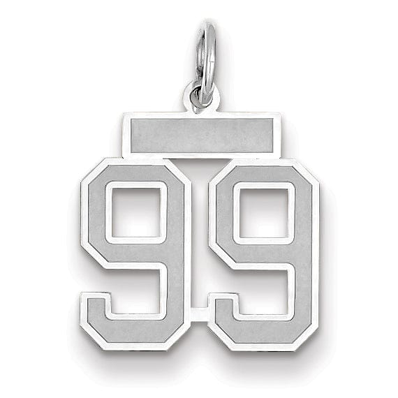 Lovely Rita's Pendants & Charms 14k White Gold Satin Brush Finish Small Size Number 99 Charm Pendant